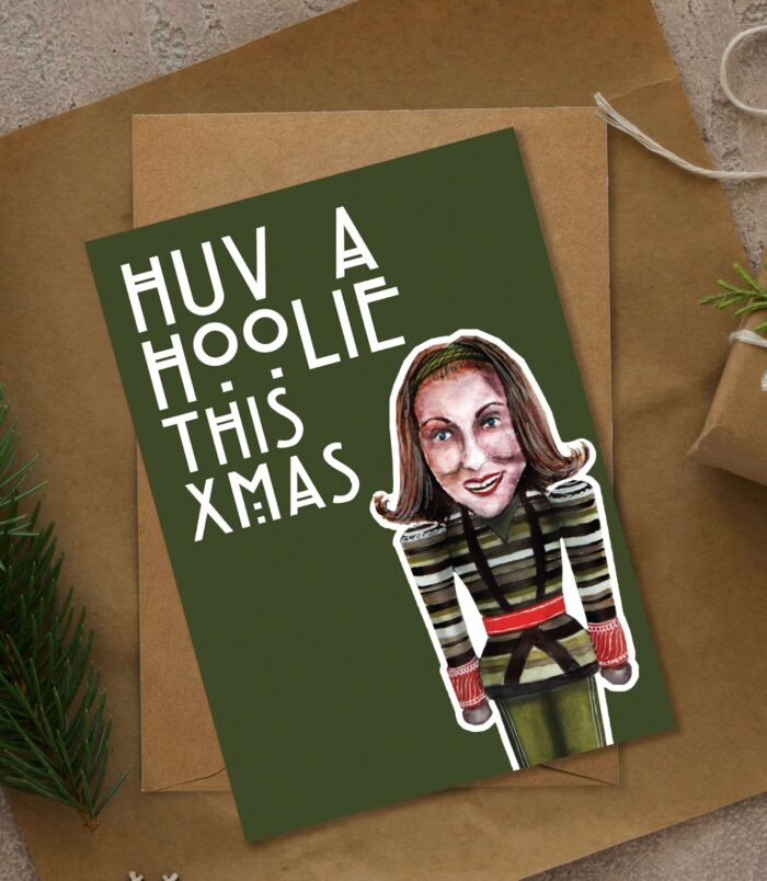 Huv a hoolie Miss Hoolie Balamory Scottish Christmas Card Huv a hoolie Miss Hoolie Balamory Scottish Christmas Card